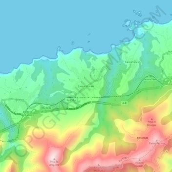Topografische kaart Santa Marina, hoogte, reliëf