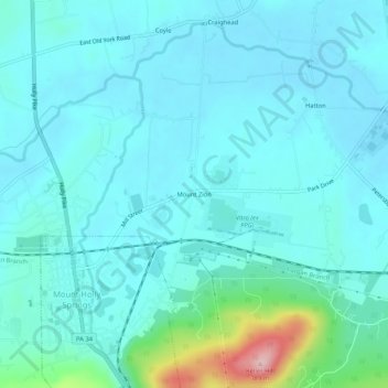 Topografische kaart Mount Zion, hoogte, reliëf