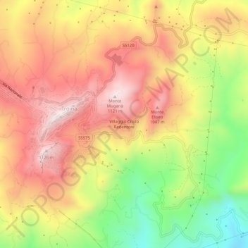 Topografische kaart Villaggio Cristo Redentore, hoogte, reliëf