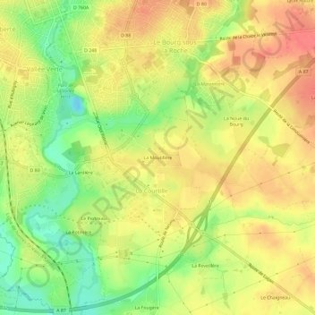 Topografische kaart La Moutillère, hoogte, reliëf