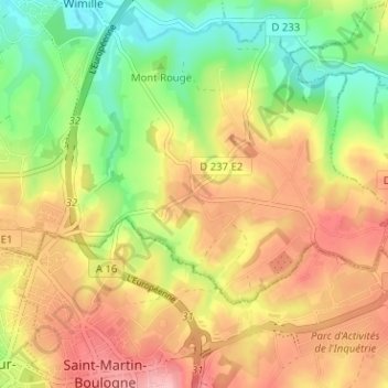 Topografische kaart Rupembert, hoogte, reliëf