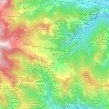 Topografische kaart Staro, hoogte, reliëf