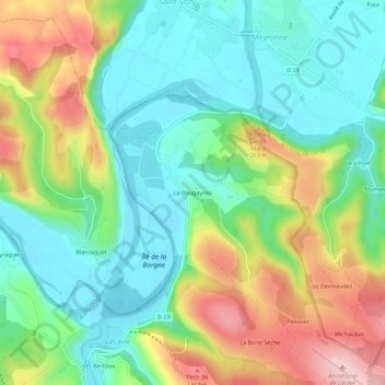 Topografische kaart Le Bougayrou, hoogte, reliëf
