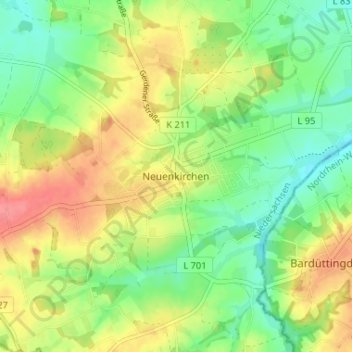 Topografische kaart Neuenkirchen, hoogte, reliëf