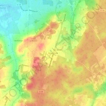 Topografische kaart Fausse Porée, hoogte, reliëf