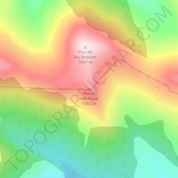 Topografische kaart Peñas del Agua, hoogte, reliëf