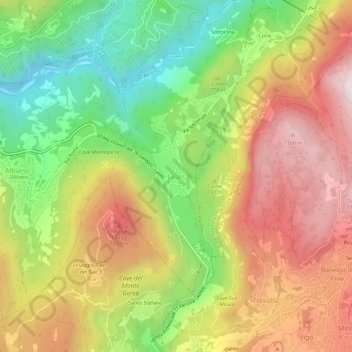Topografische kaart Lases, hoogte, reliëf