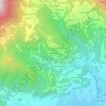 Topografische kaart Contrà Nogare, hoogte, reliëf