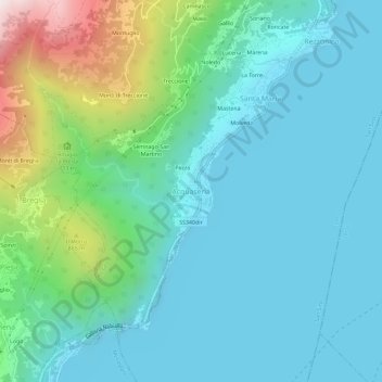 Topografische kaart Acquaseria, hoogte, reliëf
