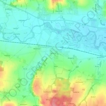 Topografische kaart Penning, hoogte, reliëf
