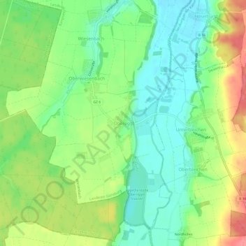 Topografische kaart Oberegg, hoogte, reliëf