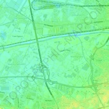 Topografische kaart Ugnano, hoogte, reliëf