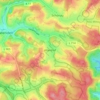 Topografische kaart Altenhof, hoogte, reliëf