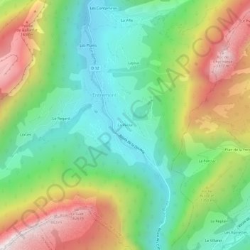 Topografische kaart La Pesse, hoogte, reliëf
