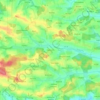 Topografische kaart Geierseck, hoogte, reliëf