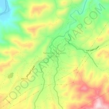 Topografische kaart Tamassint, hoogte, reliëf