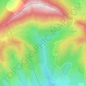 Topografische kaart Raton, hoogte, reliëf