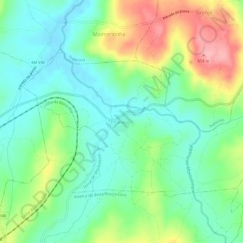 Topografische kaart Cerejo, hoogte, reliëf