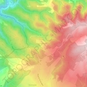Topografische kaart Sarméger, hoogte, reliëf