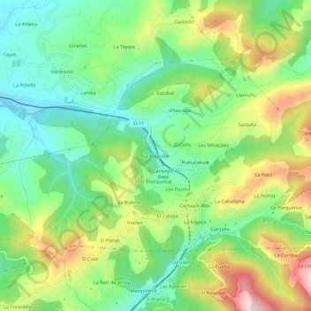 Topografische kaart La Estación, hoogte, reliëf