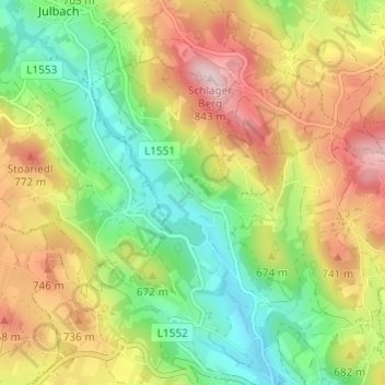 Topografische kaart Vorderschlag, hoogte, reliëf