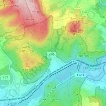 Topografische kaart Glashütte, hoogte, reliëf