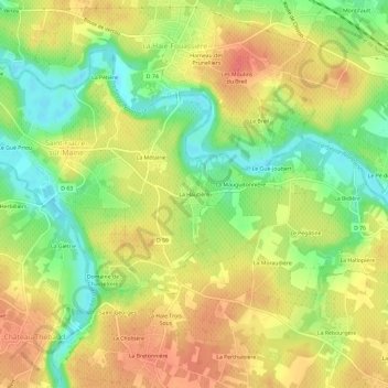 Topografische kaart La Hautière, hoogte, reliëf