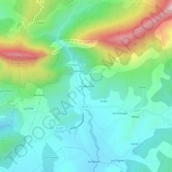 Topografische kaart La Charagne, hoogte, reliëf