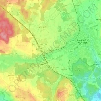 Topografische kaart Gindlkofen, hoogte, reliëf