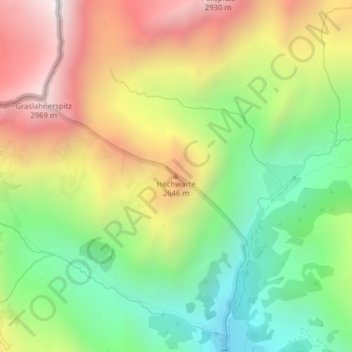 Topografische kaart Hochwarte, hoogte, reliëf