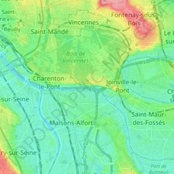 Topografische kaart Saint-Maurice, hoogte, reliëf