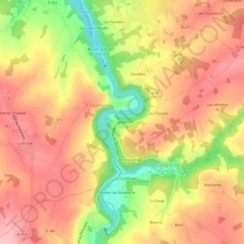 Topografische kaart Le Pin, hoogte, reliëf
