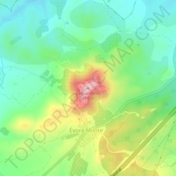 Topografische kaart Évoramonte, hoogte, reliëf