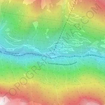 Topografische kaart Francoz, hoogte, reliëf