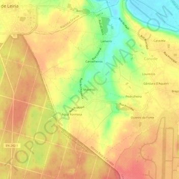 Topografische kaart Moinhos, hoogte, reliëf