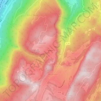 Topografische kaart Ablatrix, hoogte, reliëf
