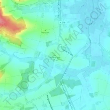 Topografische kaart Ausbergen, hoogte, reliëf