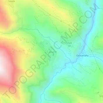 Topografische kaart Cajuata, hoogte, reliëf