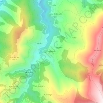 Topografische kaart Molexón, hoogte, reliëf