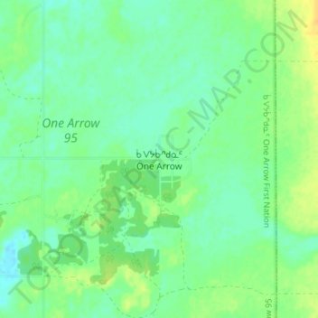 Topografische kaart One Arrow, hoogte, reliëf
