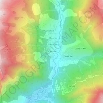 Topografische kaart Les Rousses, hoogte, reliëf