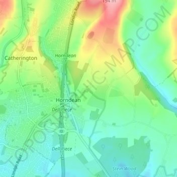 Topografische kaart Blendworth, hoogte, reliëf