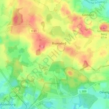 Topografische kaart Anschottredder, hoogte, reliëf