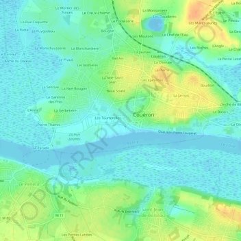 Topografische kaart La Verrerie, hoogte, reliëf