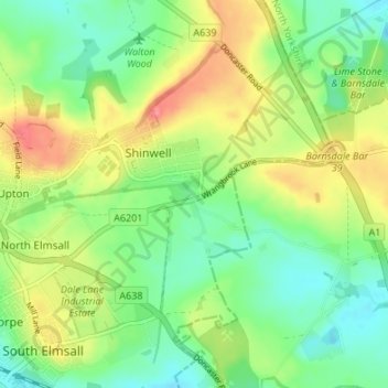 Topografische kaart Wrangbrook, hoogte, reliëf