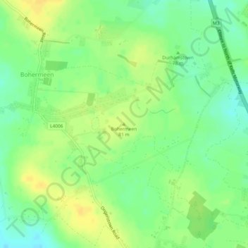 Topografische kaart Bohermeen, hoogte, reliëf