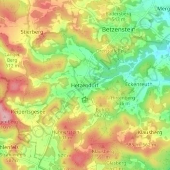 Topografische kaart Hetzendorf, hoogte, reliëf