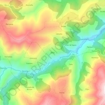 Topografische kaart Selce, hoogte, reliëf