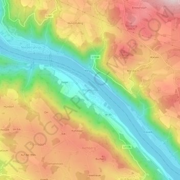 Topografische kaart Wesenufer, hoogte, reliëf