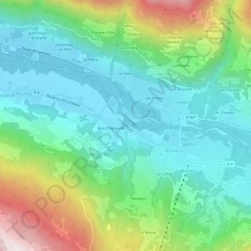 Topografische kaart La Grasse, hoogte, reliëf